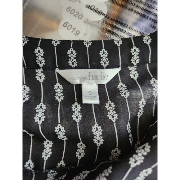 Charming Charlie vintage small black white sheer blouse - Picture 5 of 6